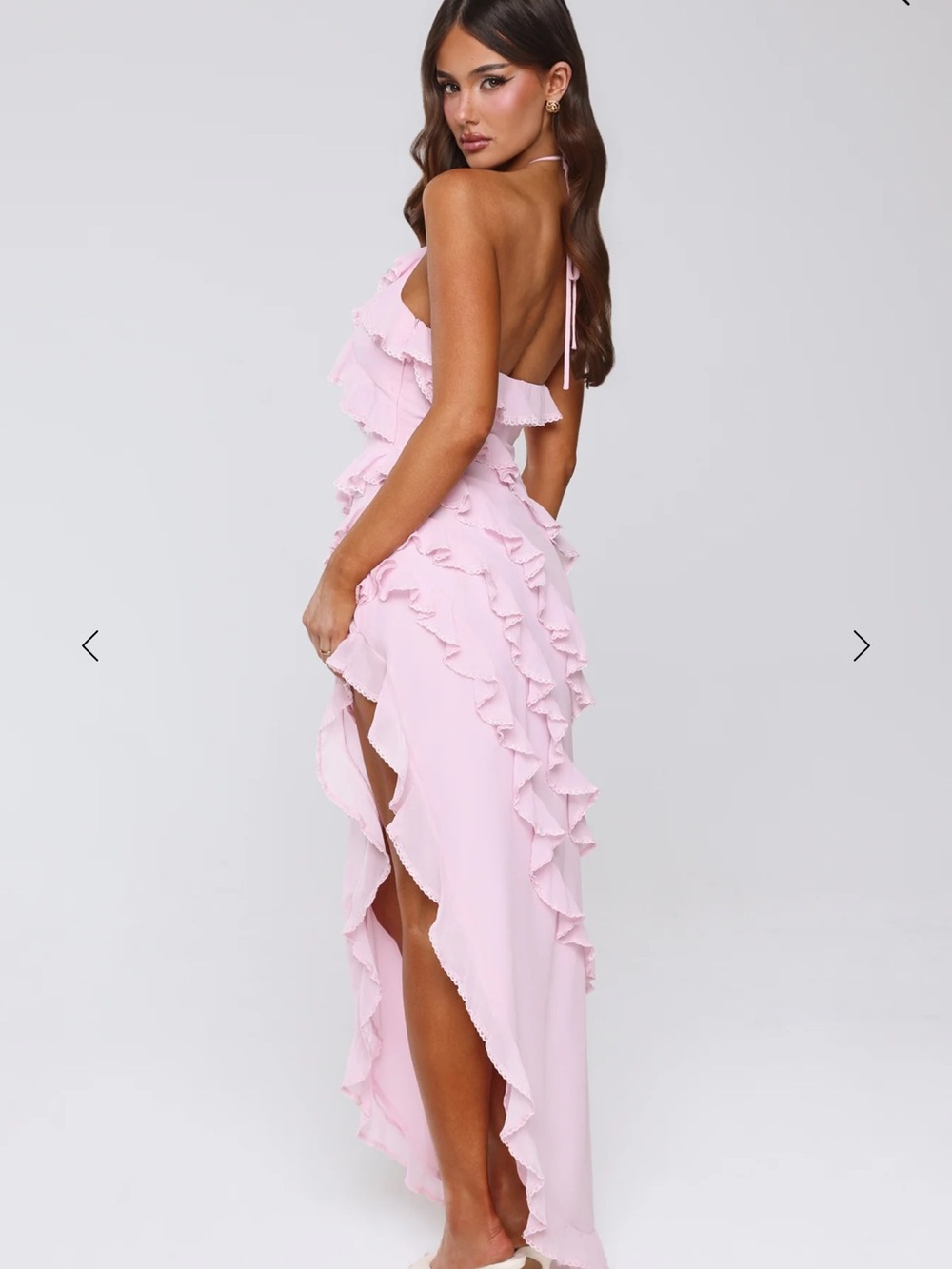 Hello Molly Pink Ruffle Halter High-Low Dress - Picture 6 of 6